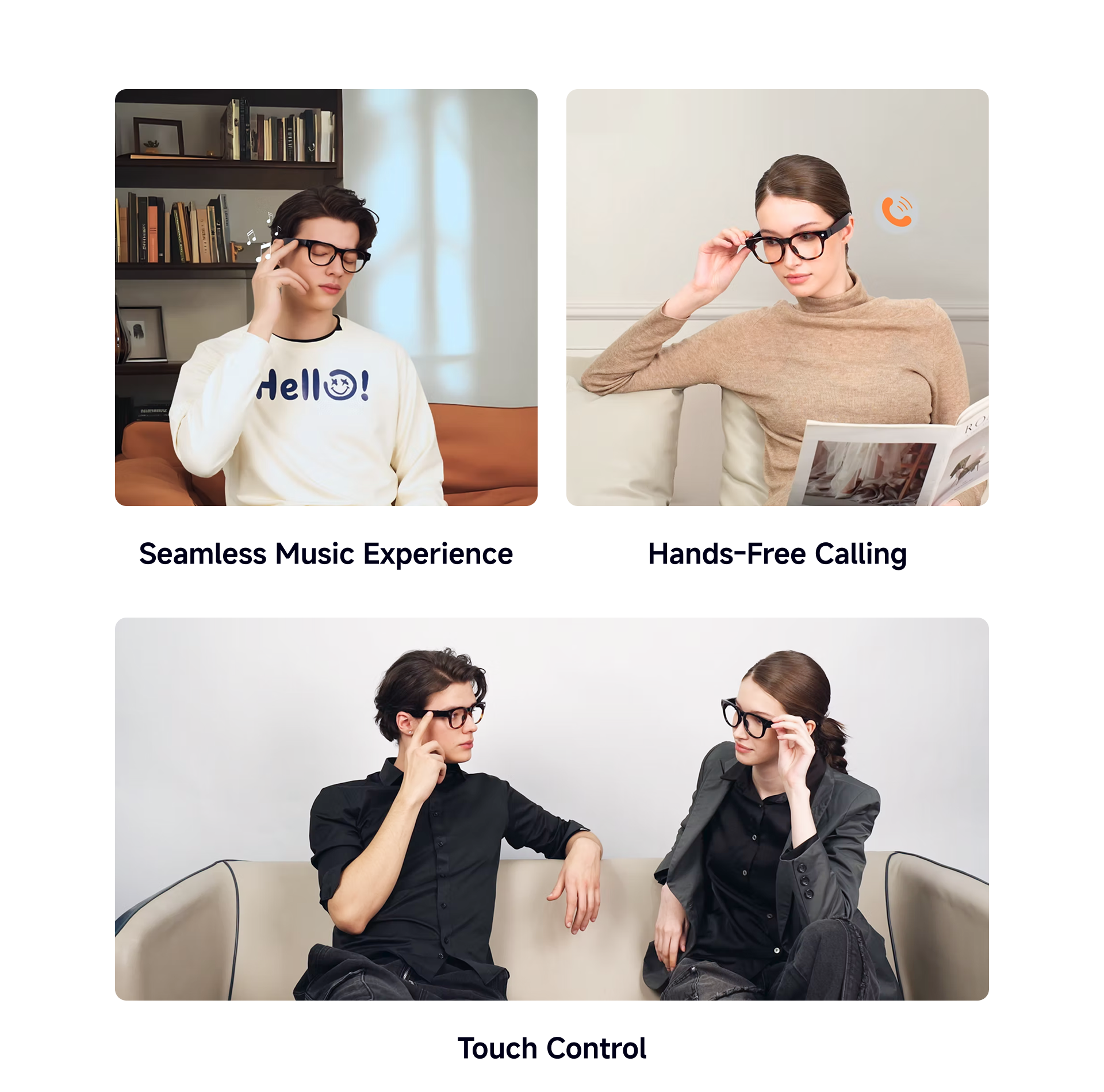 K900 open-ear audio for music, hands-free calling and touch control