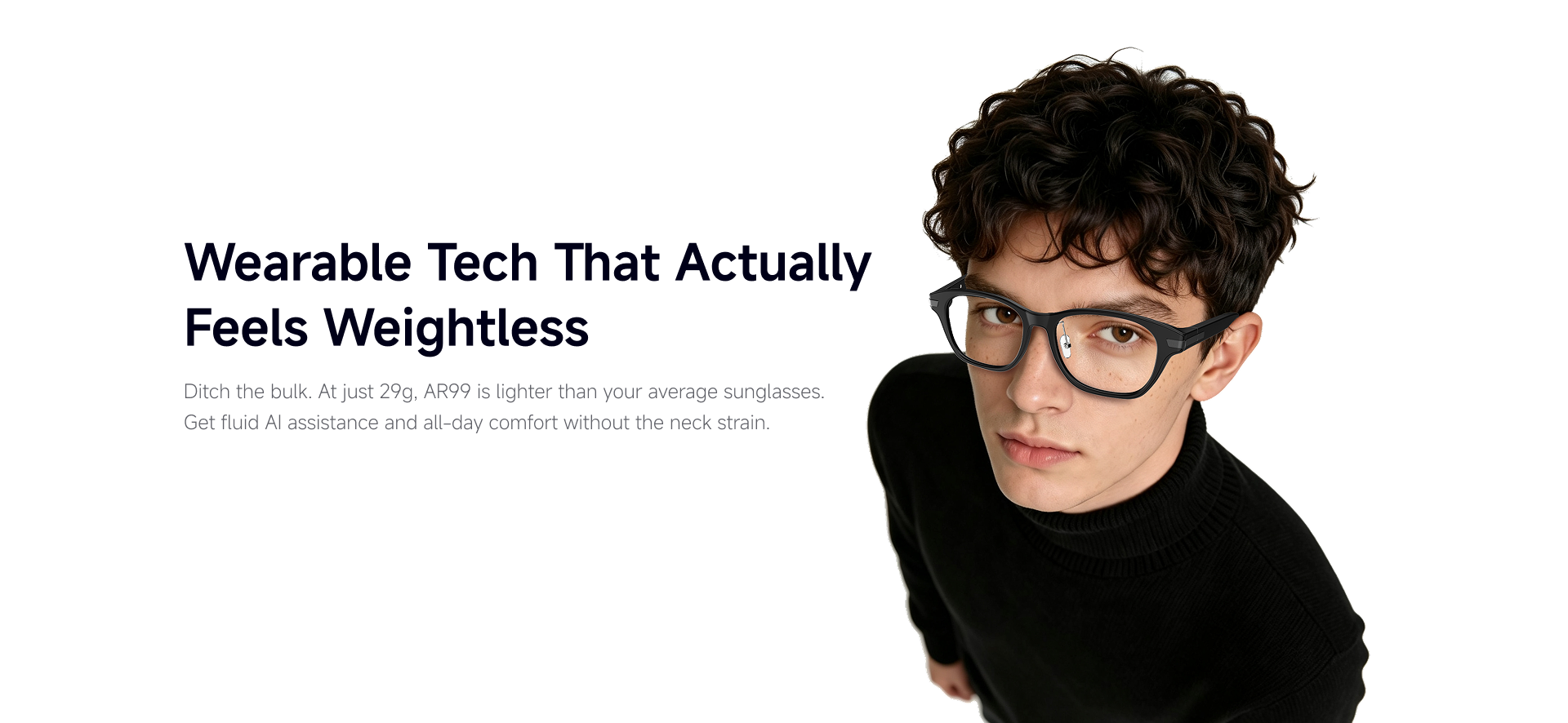 AR99 no-camera daily-wear AR display glasses with volume-holographic waveguide