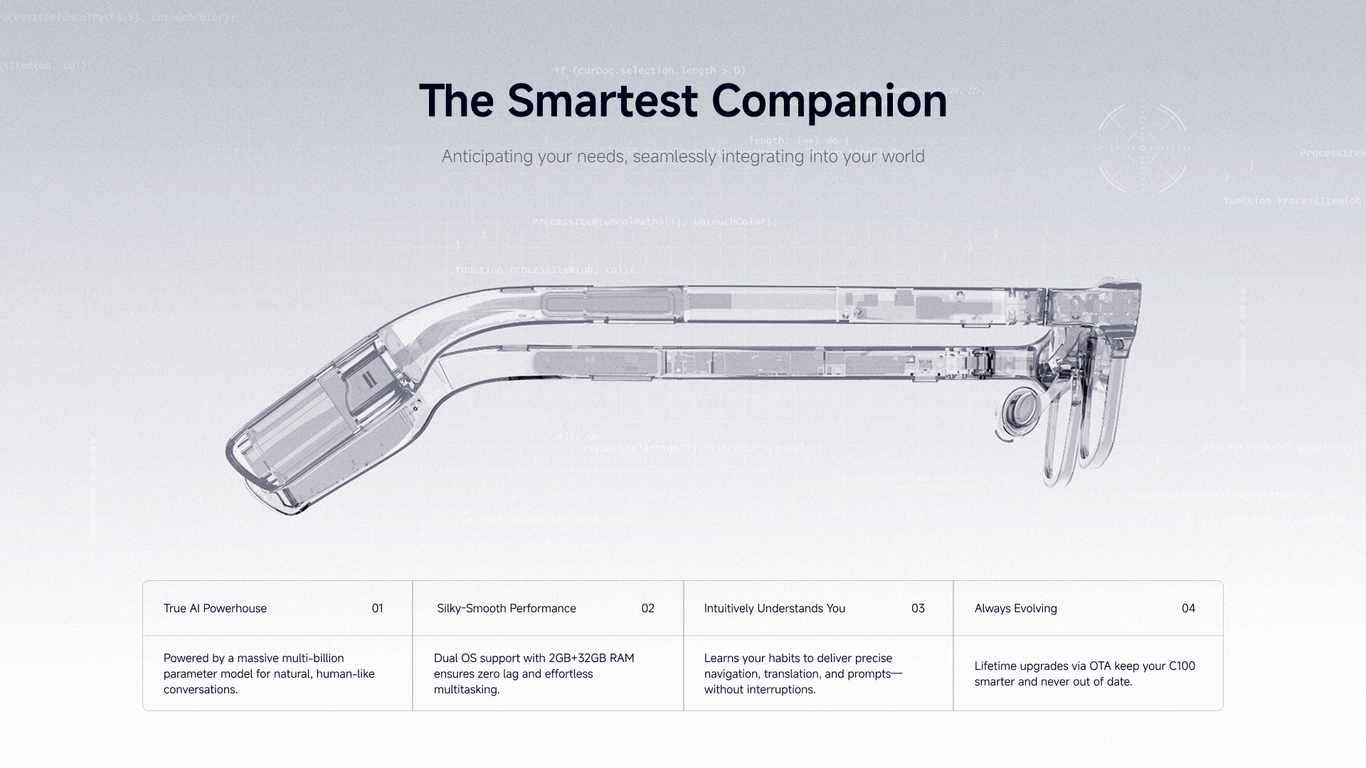 C100 hot-swap power smart eyewear detail